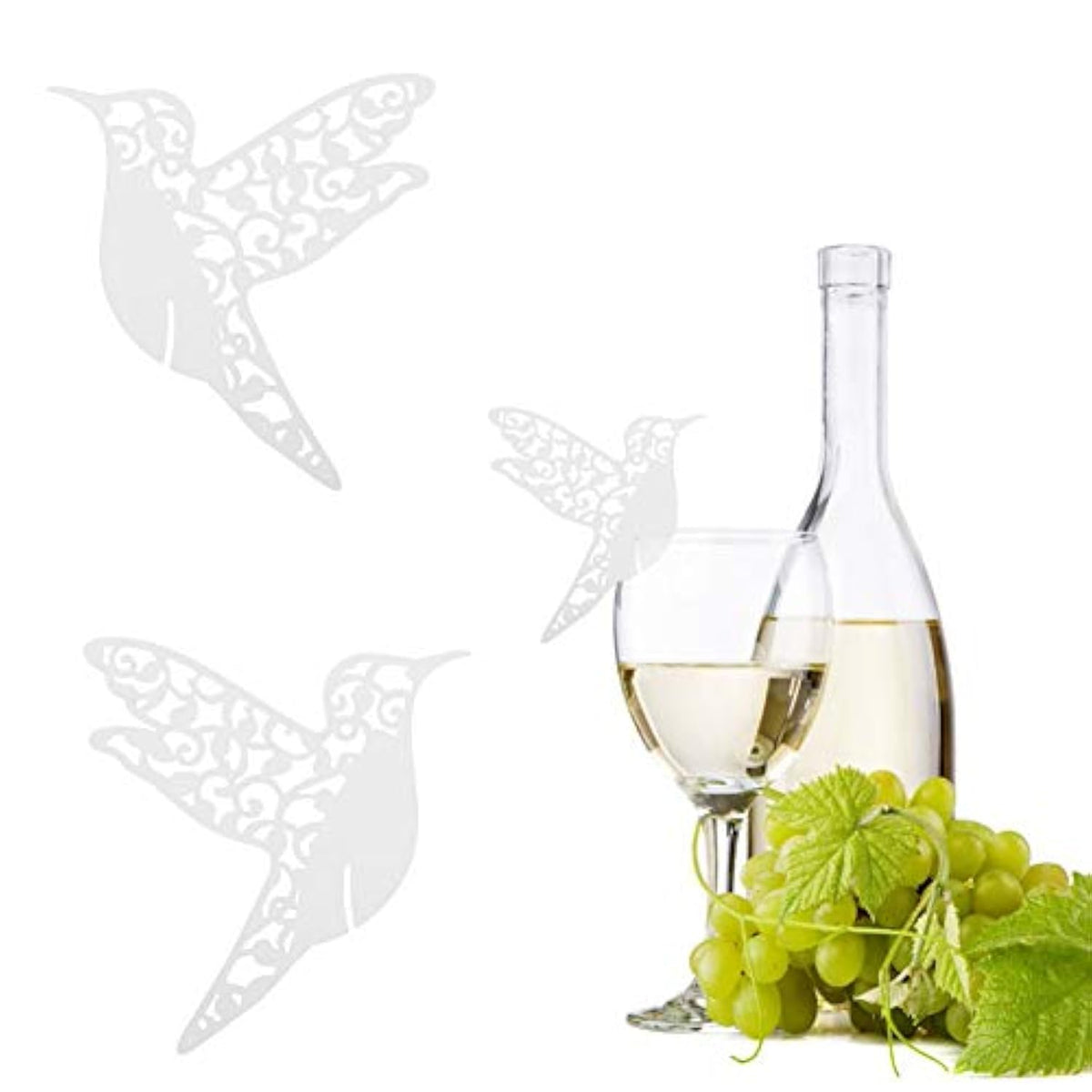 50Pcs Place Cards, Little Bird Shape Table Name Cards For Wine Glass, Wedding Name Place Cards For Table Setting Receptions Parties Events Celebrations(White)