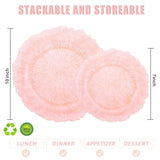 60Pcs Pink Plates For Party - Pink Plastic Plates Disposable&Reusable - Clear Pink Heavy Duty Plastic Plates For Party Including 30 Plastic Dinner Plates 10" & 30 Plastic Dessert Plates 7"