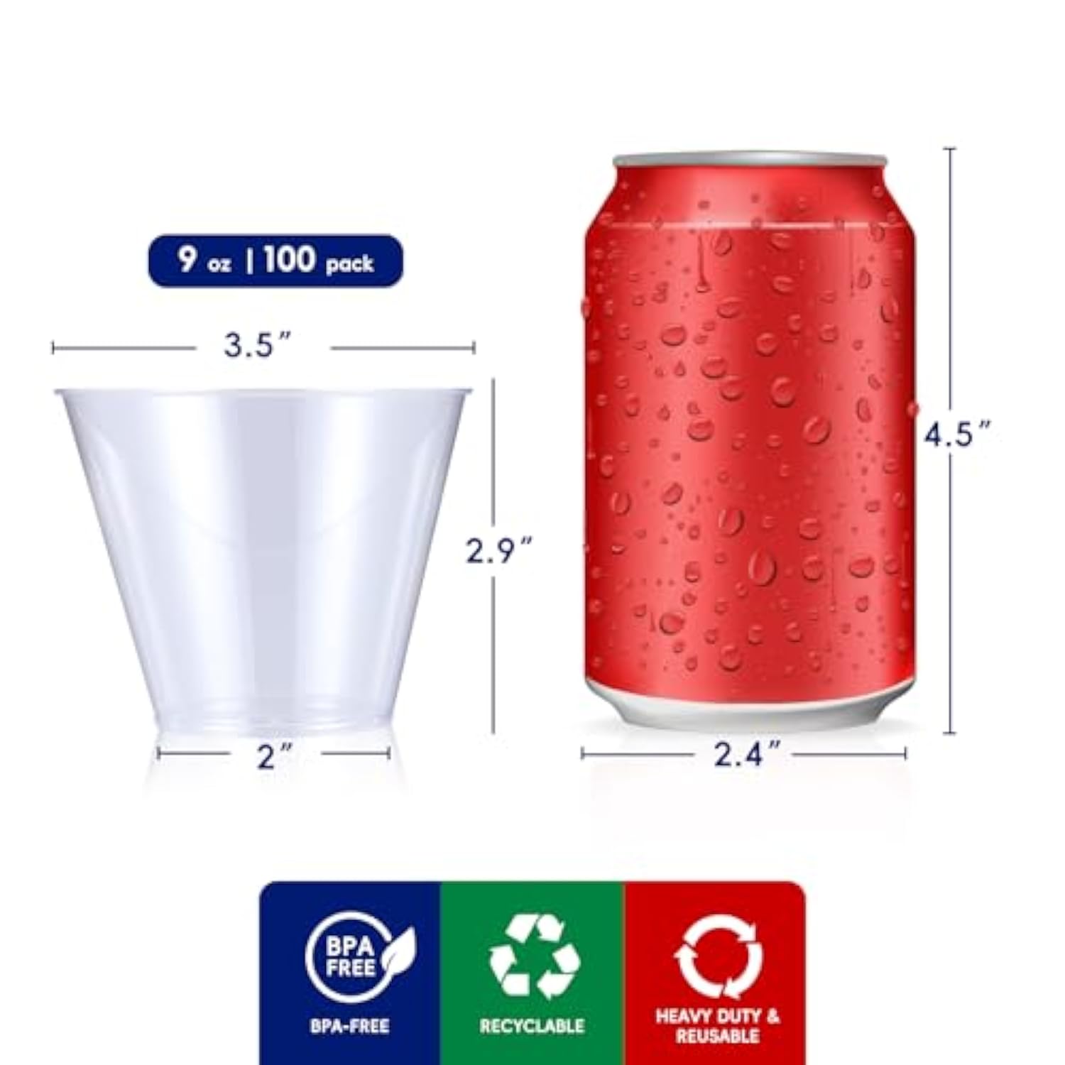 9 Oz Clear Disposable Plastic Cups, 100 Pack Clear Plastic Cups Tumblers, Heavy-Duty Party Glasses, Disposable Cups For Thanksgiving, Halloween, Christmas Party