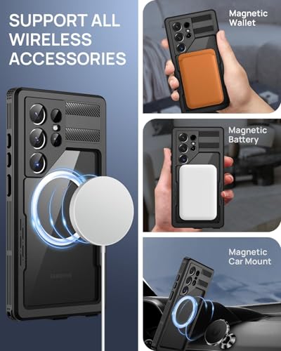 Magnetic for  Galaxy S26 Ultra Case, IP68 Waterproof Dustproof Case, [Compatible with Magsafe] [Built-in Lens & Screen Protector] Full Body