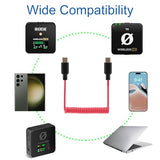 Audio Adapter Cable SC16 SC22 USB C to USB C for Rode Wireless GO II, ME, Pro Coiled Aux Cord Compatible with iPhone 16 15, McBook, PC, Laptop,