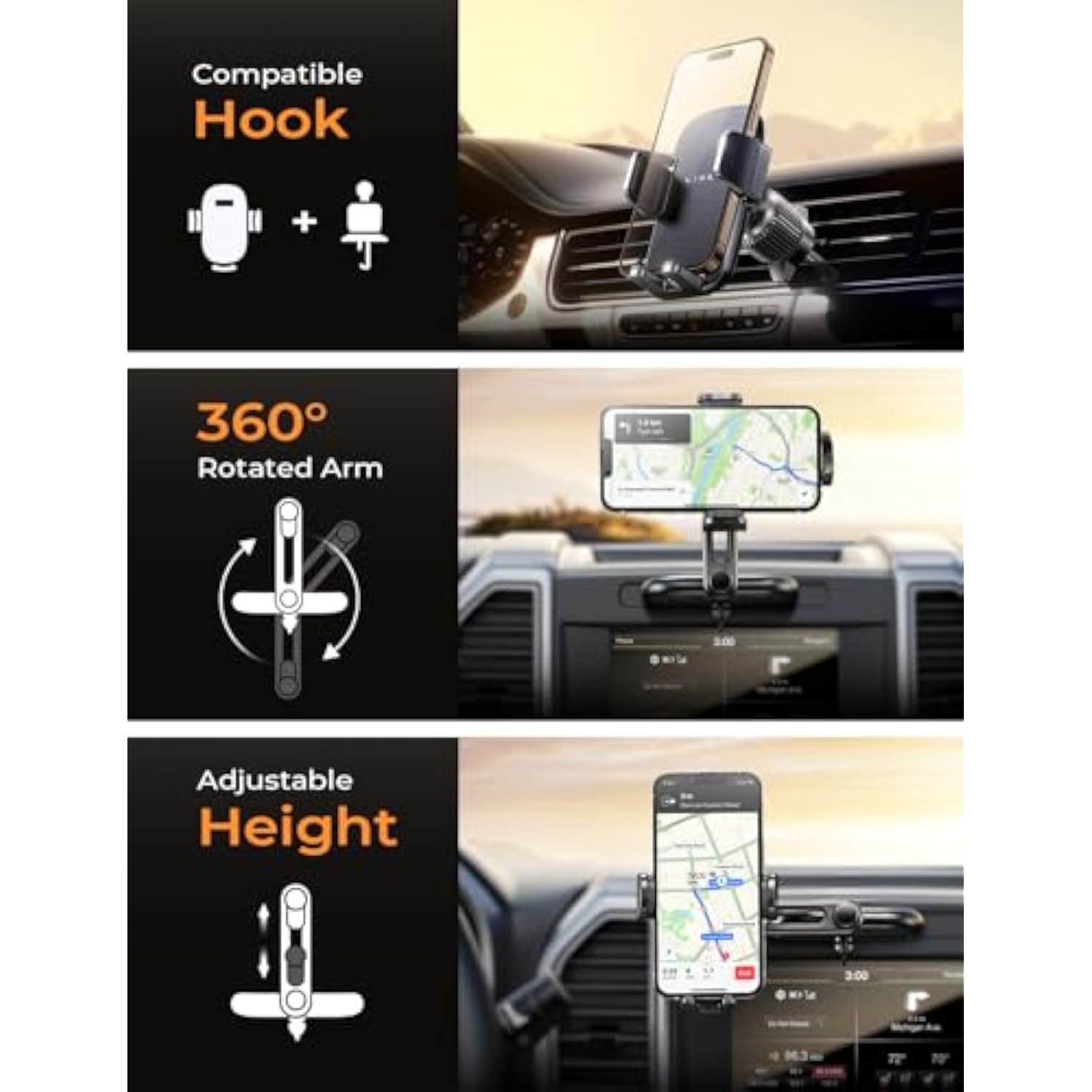 Ultra Sturdy One Hand Operation CD Player Phone Mount
