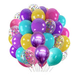 300 Pcs Mermaid Balloons Set, 12 Inches Purple Metallic Purple Teal Hot Pink Yellow Latex Balloons And Confetti Balloons For Birthday Mermaid Thematic Party Decoration