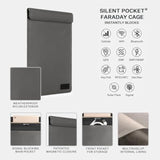 SLNT Faraday Bag Tablet Sleeve with Silent Pocket - Leather or Weatherproof Nylon, Signal Blocking Device Shielding for iPad, Samsung Galaxy Tab, Most Tablets, Privacy (Charcoal Grey Nylon, Large)
