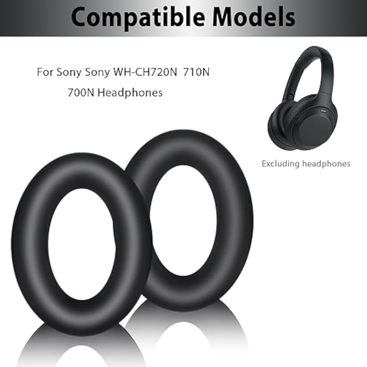 Silicone Ear Pads Cover Protector For Sony Wh-Ch720N Headphone Cushions,Sweat-Proof And Washable Ear Cushions Cover For Sony Wh-Ch720N/710N/700N Headphone(Black)