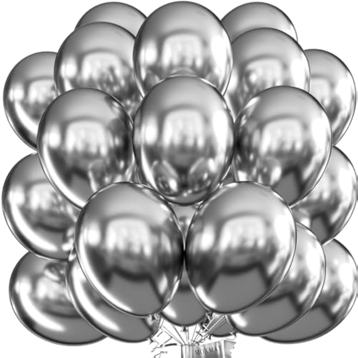 50pcs 12" Metallic Silver Balloons for Wedding, Birthday, Disco Party Decor
