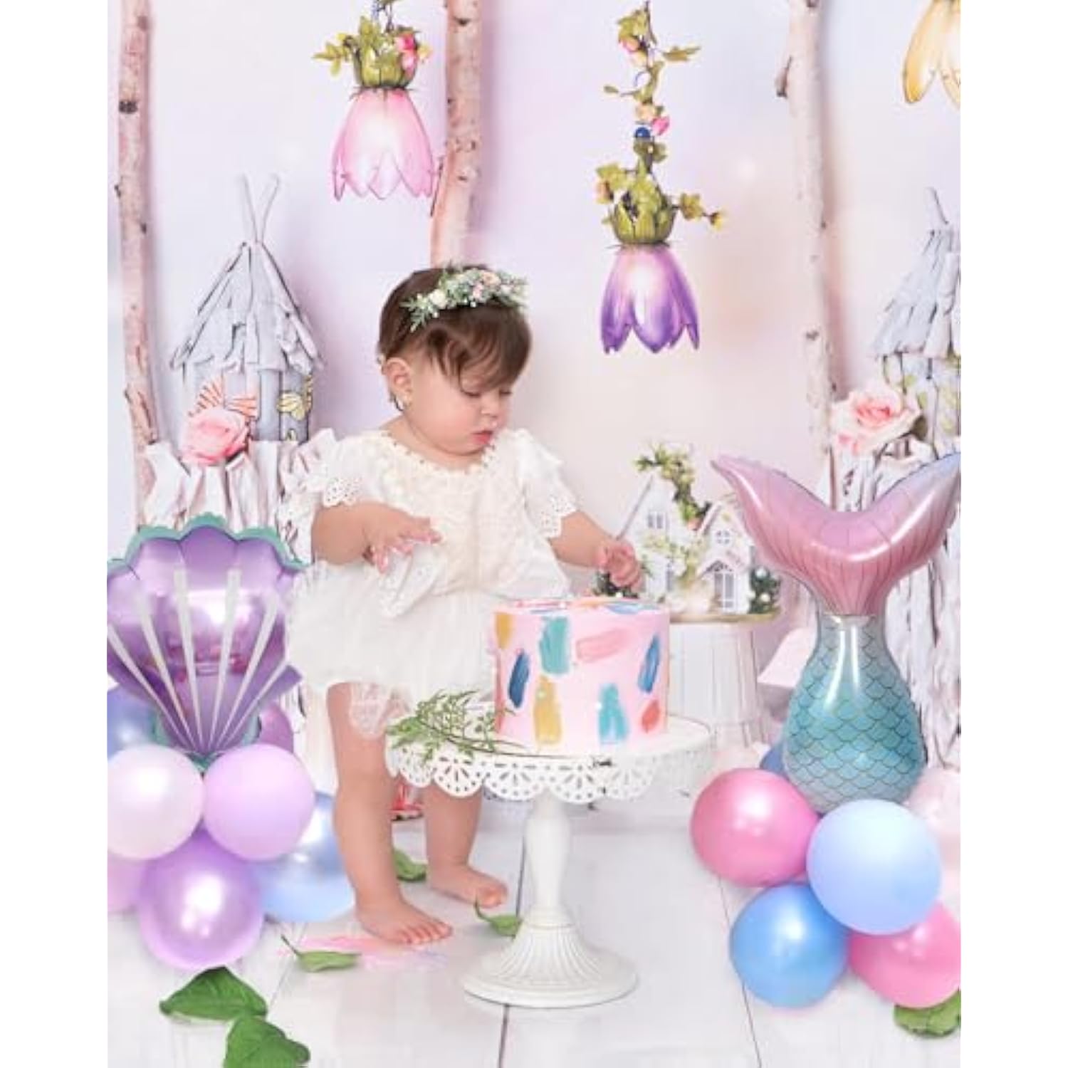 50Pcs Mermaid Theme Kit, Little Mermaid Tail Foil And Sea Shells Latex Balloons Arch For Birthday Party Decorations For Girls, Baby Shower, Backdrop Decorations