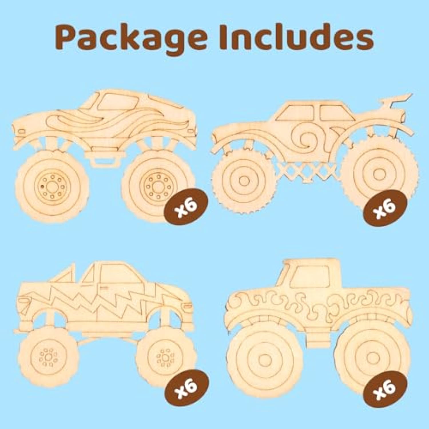 Monster Truck Party Favors - 24 Pcs Truck Car Birthday Party Supplies - Car Cards & Paint Crafts - Monster Trucks Birthday Decorations Goodie Bags Gifts Prizes For Kids Boys Toddler