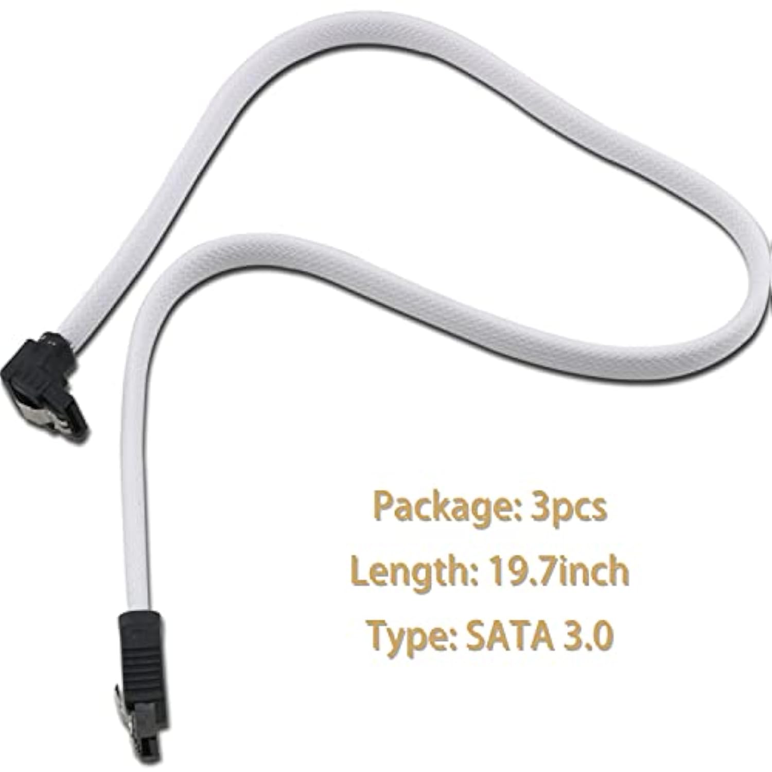 3Pcs Sata Iii 6Gbit/S Right Angle Data Cable With Locking Latch For Hdd/Ssd/Cd