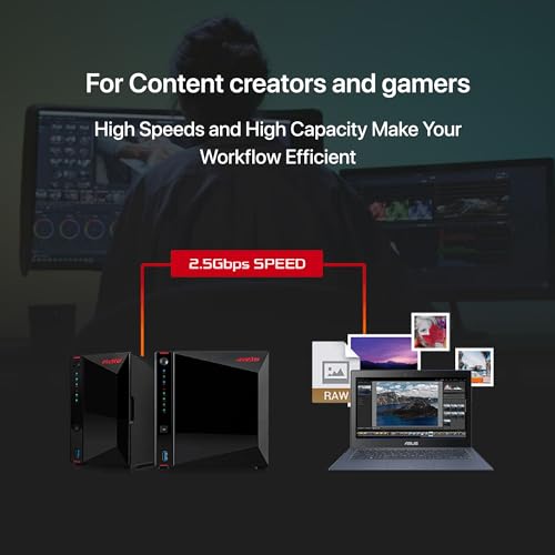 As5402T, 2 Bay Nas, Intel Quad-Core 2.0Ghz Cpu, 4X M.2 Nvme Ssd Slots, 2X2.5Gbe Ports, 4Gb Ddr4 Ram, Cloud Storage For Gaming And Live Stream, Network Attached Storage(Diskless)