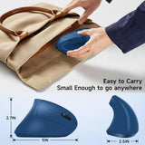 Ergonomic Vertical Wireless Mouse Stylish Rechargeable 2.4G Optical Mice Cordless Mouse With Usb Receiver, 800/1200 /1600 Dpi, 5 Buttons For Laptop,Pc,Mac,Computer (Blue)