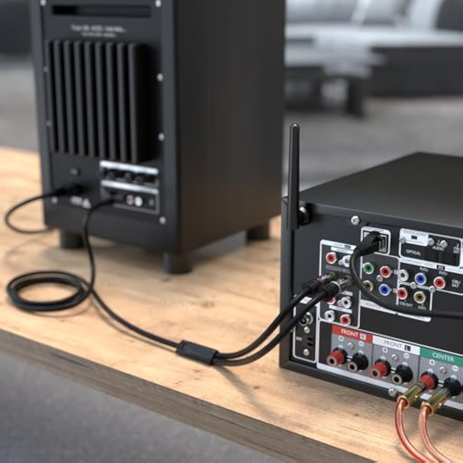 KabelDirekt – RCA/Phono Y Cable – 25ft Long – 1 to 2 RCA/Phono, Stereo Audio Cable (Coax, Male/Male Plugs, Analog/Digital, Adapter for subs/amps/Hi-Fis/Home Theater/receivers, Black)