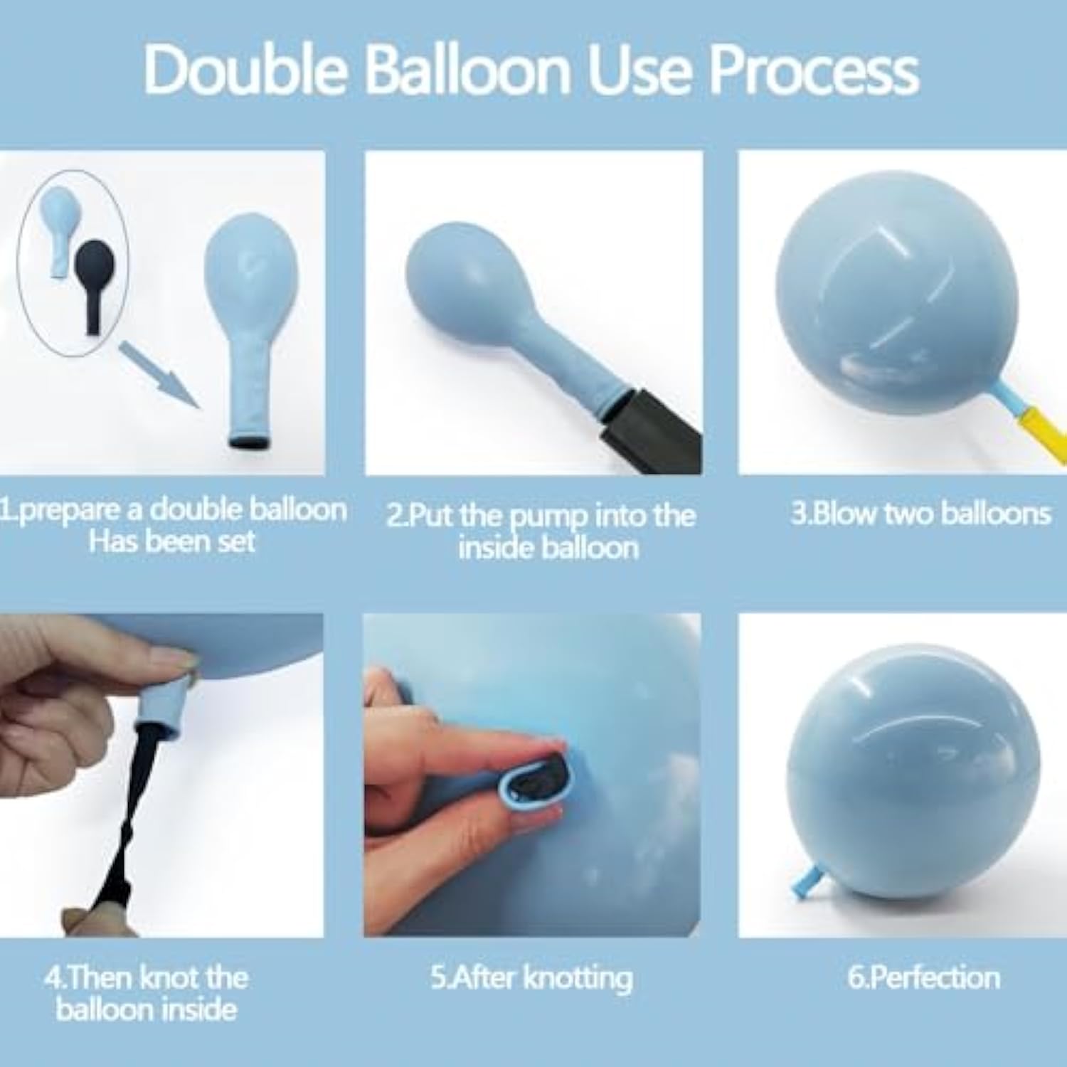 Dusty Blue Double Stuffed Balloon Garland Kit: 55 Latex Balloons