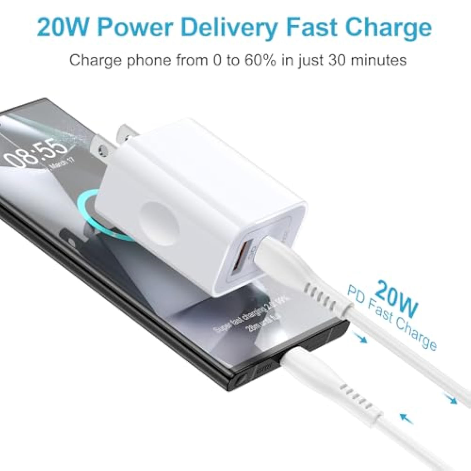 For Google Pixel 10 Pro Xl, Fast Phone Charger For Google Pixel 10, 10 Pro, 10 Pro Fold, Charger Adapter Block With 6Ft Usb C Cable For 9, 9 Pro Xl Fold, 8 7 6 Pro 5 4 3 2 Xl 9A 8A 7A 6A 5A 4A 3A