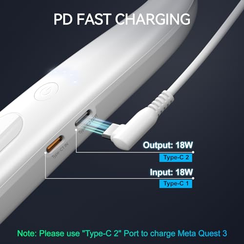 Battery Pack for Meta Quest 3S/3, 10000mAh Hanging Neck Power Bank for Extra 3-5H Playtime, PD Fast Charger for Meta Quest 3S/3/2, Pico 4/4 Pro, HTC