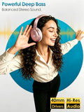 Upgrade Rose Gold Active Noise Cancelling Headphones With Microphone Wireless Over Ear Bluetooth, Deep Bass, Memory Foam Ear Cups, Quick Charge 90H Playtime, For Tv, Travel, Home Office