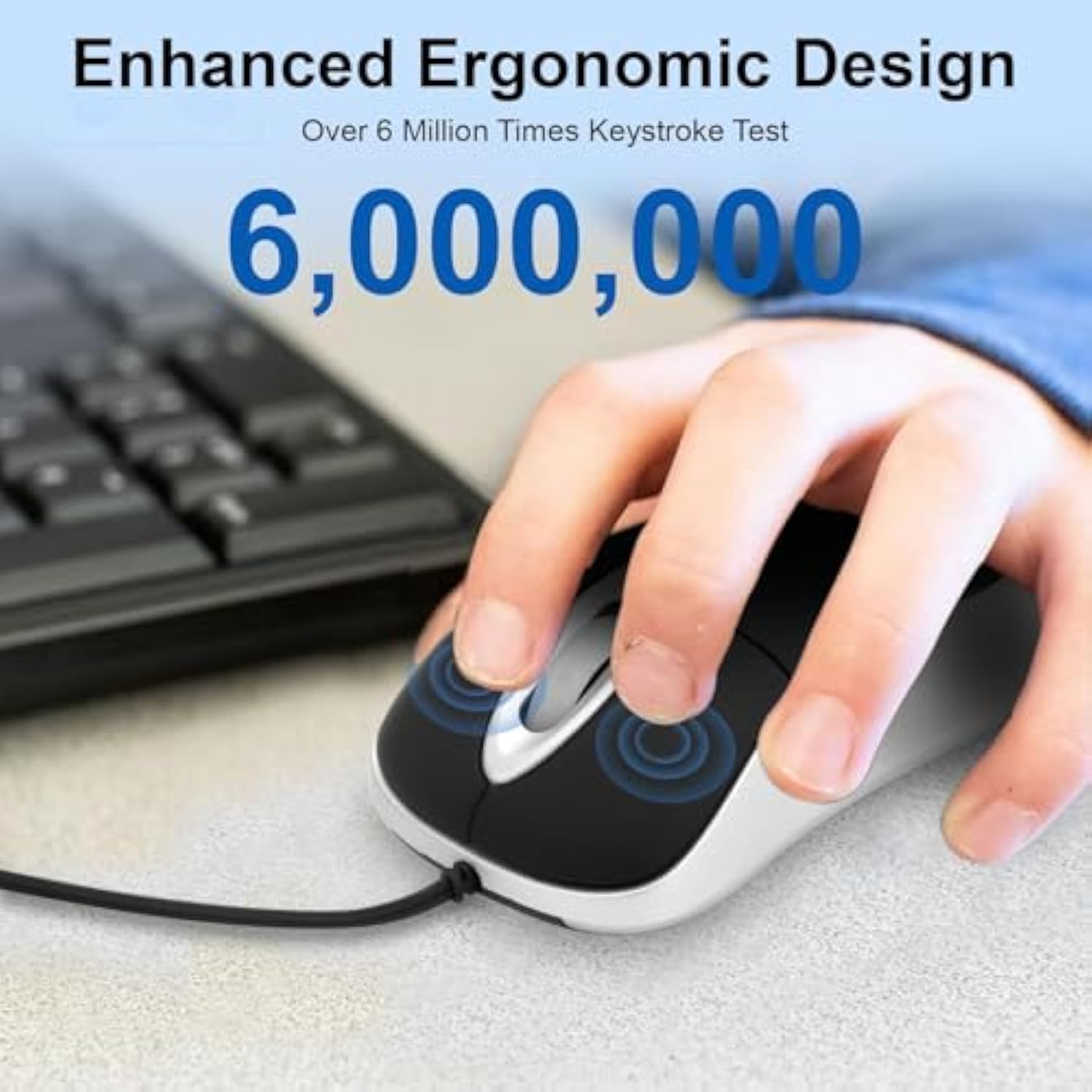 EEEKit Mini Wired USB C Mouse, 3-Button Retractable Corded Mouse Optical Computer Mice for Laptop PC MacBook iPad Smartphones, Black