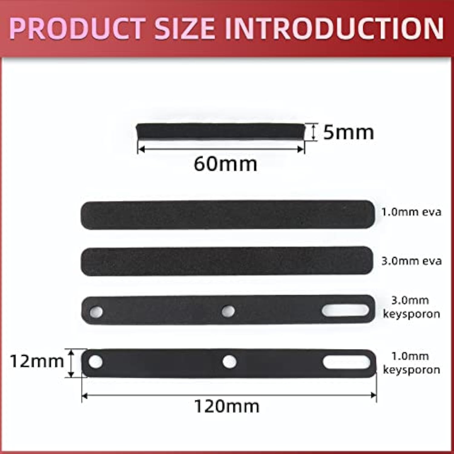 Runjrx Keyboard Spacebar Foam, Silencer Pad For 7U Mechanical Keyboard Space B