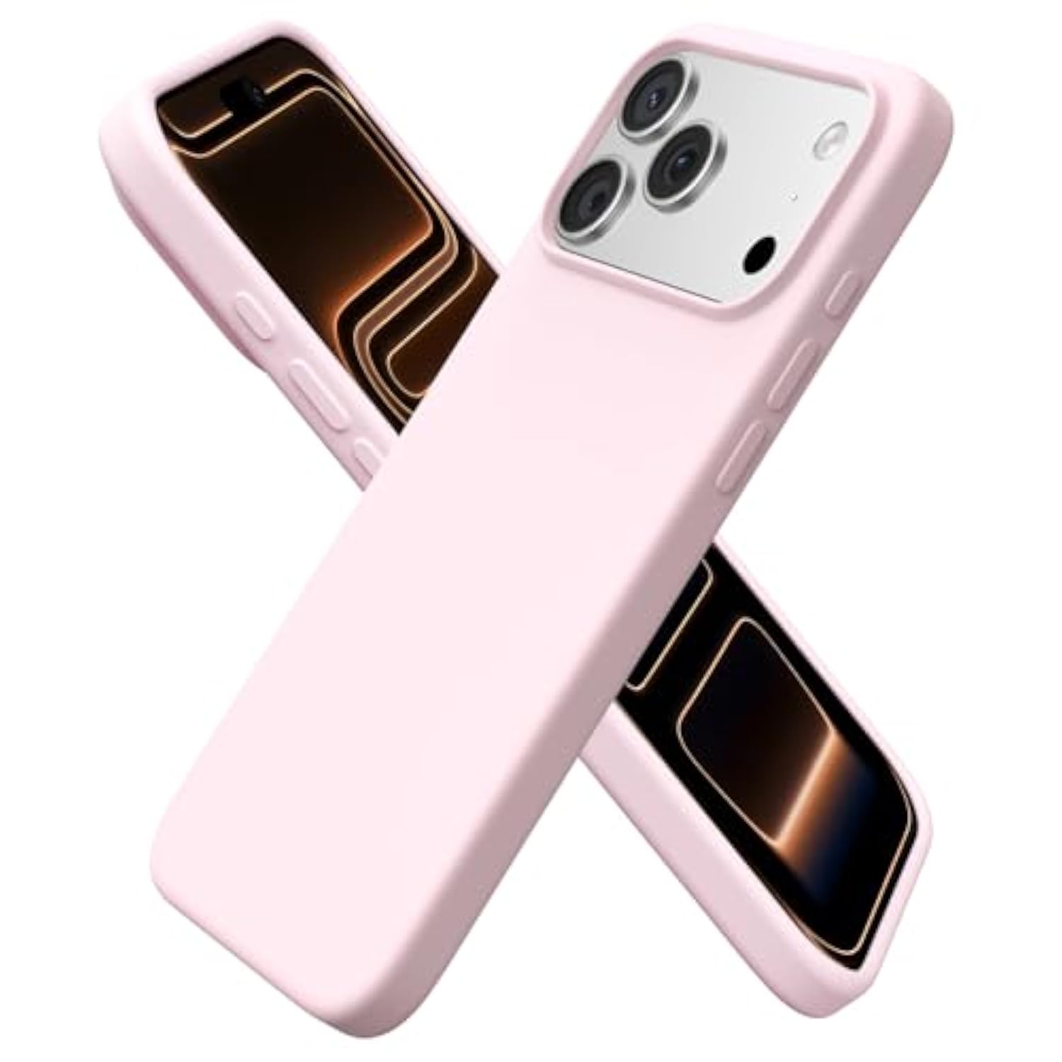 Compatible With Iphone 17 Pro Max Case 6.9", Slim Liquid Silicone 3 Layers Soft Gel Rubber Shockproof Protective Cover With Anti-Scratch Microfiber Lining-Chalk Pink
