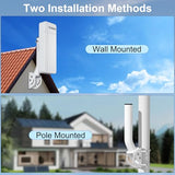 Adjustable J Pole Mount For Point To Point Wireless Bridge Outdoor 12" Universal Antenna Mounting Bracket For Access Points, Starlink Wifi Extender (2-Pack,White)