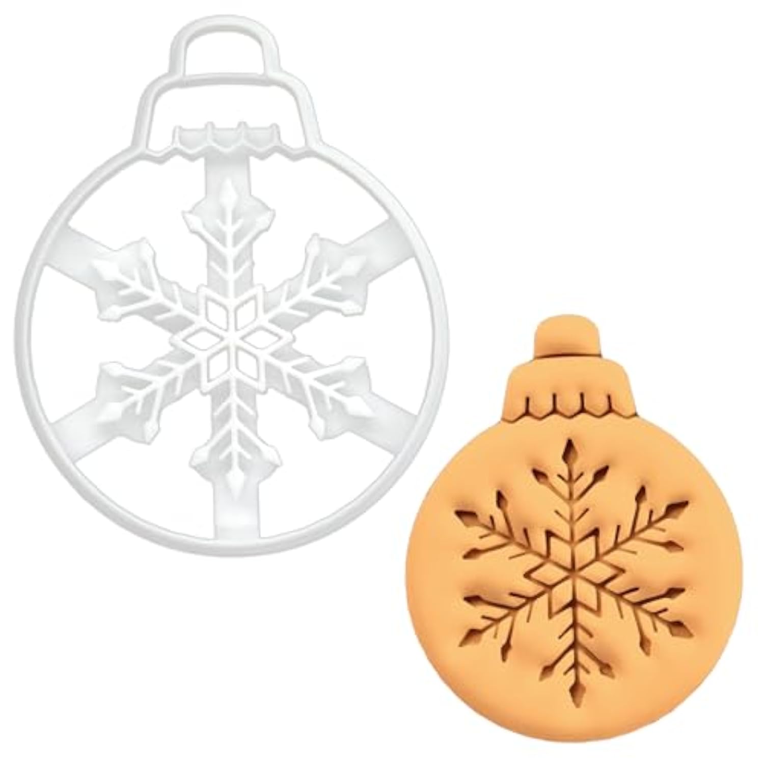 Snowflake Bauble Cookie Cutter - Merry Christmas Cookies - Detailed Biscuit Cutter Design For Baking And Crafts, Ideal On Fondant, Dough, Clay