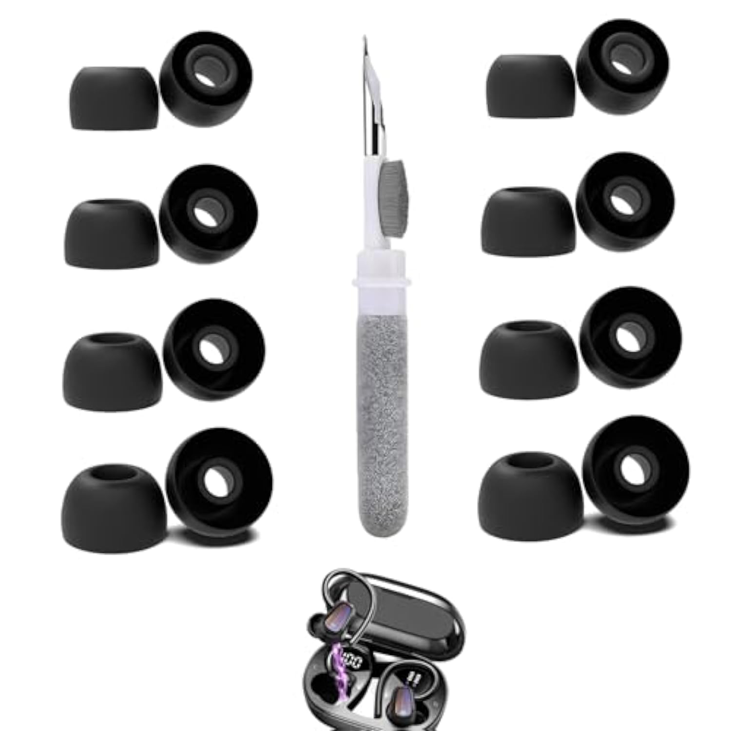 [8 Pairs] Replacement Ear Tips For Oyib S75, With 3 In 1 Cleaner Kit, Silicone Ear Tips (Xs/S/M/L)