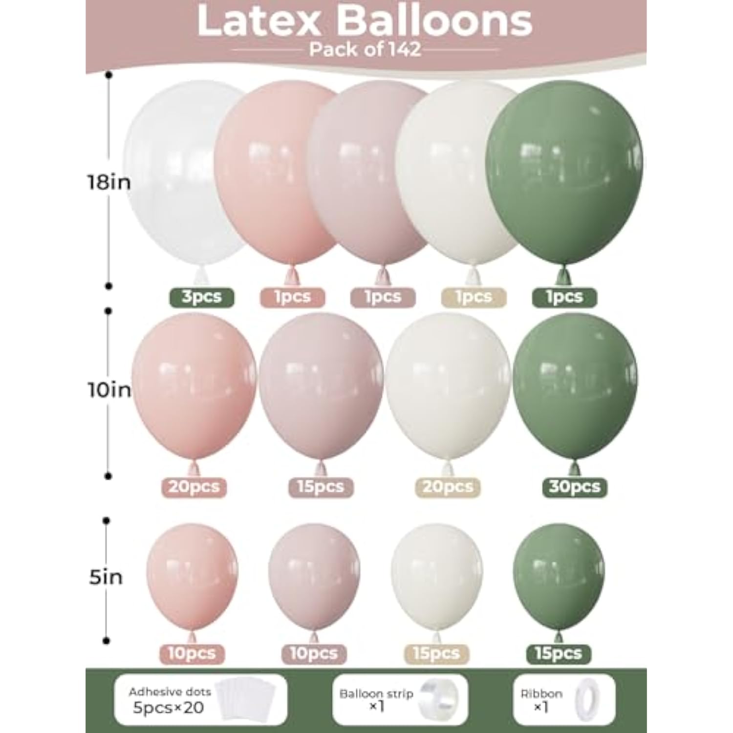 Baby In Bloom Balloon Arch Garland Kit - Pink And Green Balloon Arch Kit, Pink Sage Green Sand White Balloons With Bobo Balloons For Birthday Baby Shower Boho Wedding Party Decorations, 142Pcs