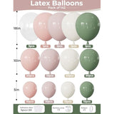 Baby In Bloom Balloon Arch Garland Kit - Pink And Green Balloon Arch Kit, Pink Sage Green Sand White Balloons With Bobo Balloons For Birthday Baby Shower Boho Wedding Party Decorations, 142Pcs
