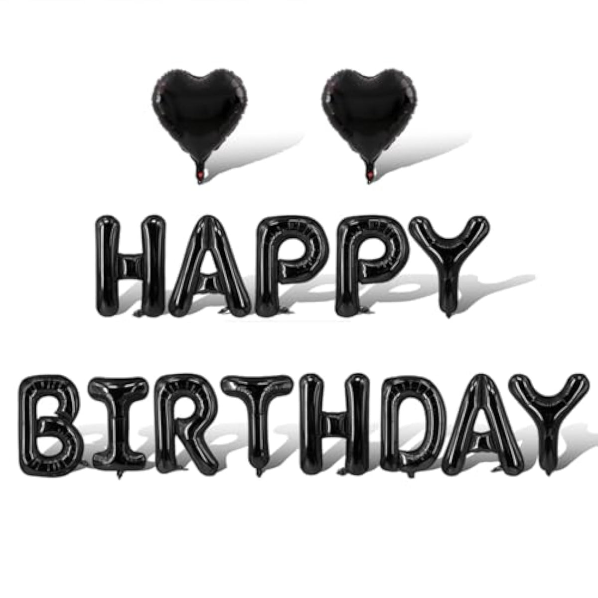 Black Happy Birthday Balloons Banner Foil Balloons Letters Bachelorette Balloon For Black Themed Party Decoration Supplies Halloween Birthday Decoration Decor Ballons Arch Kits Party Balloon Set 15Pcs