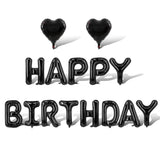 Black Happy Birthday Balloons Banner Foil Balloons Letters Bachelorette Balloon For Black Themed Party Decoration Supplies Halloween Birthday Decoration Decor Ballons Arch Kits Party Balloon Set 15Pcs