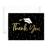 Faux Gold Confetti Graduation Thank You Cards / 100 Bulk Note Cards With White Envelopes / 4 1/4" X 5 1/2" High School College Grad Greeting Cards/Made In The Usa