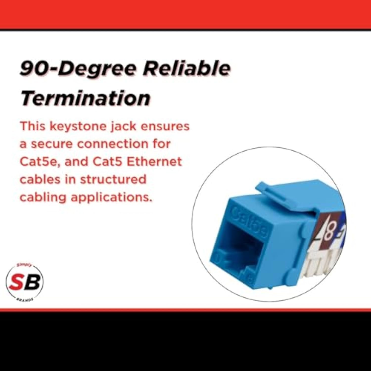 S45-3590Bl Cat5E Unshielded 90 Degree Keystone Jack - Blue - 25-Pack - 8100937