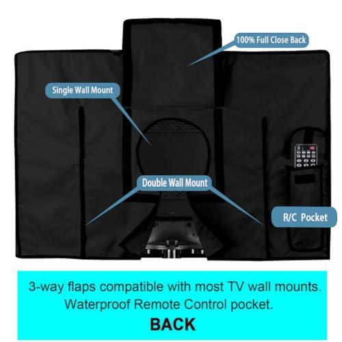 Waterproof Outdoor TV Covers for 55 to 58 inches Outside TV, 600D Thick Fabric TV Screen Protector Cover with Remote Control Pocket - Size 55''W x
