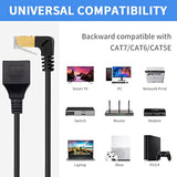Cat8 Network Extension Cable 40Gbps, 90 Degree Down Angle Rj45 Male To Female