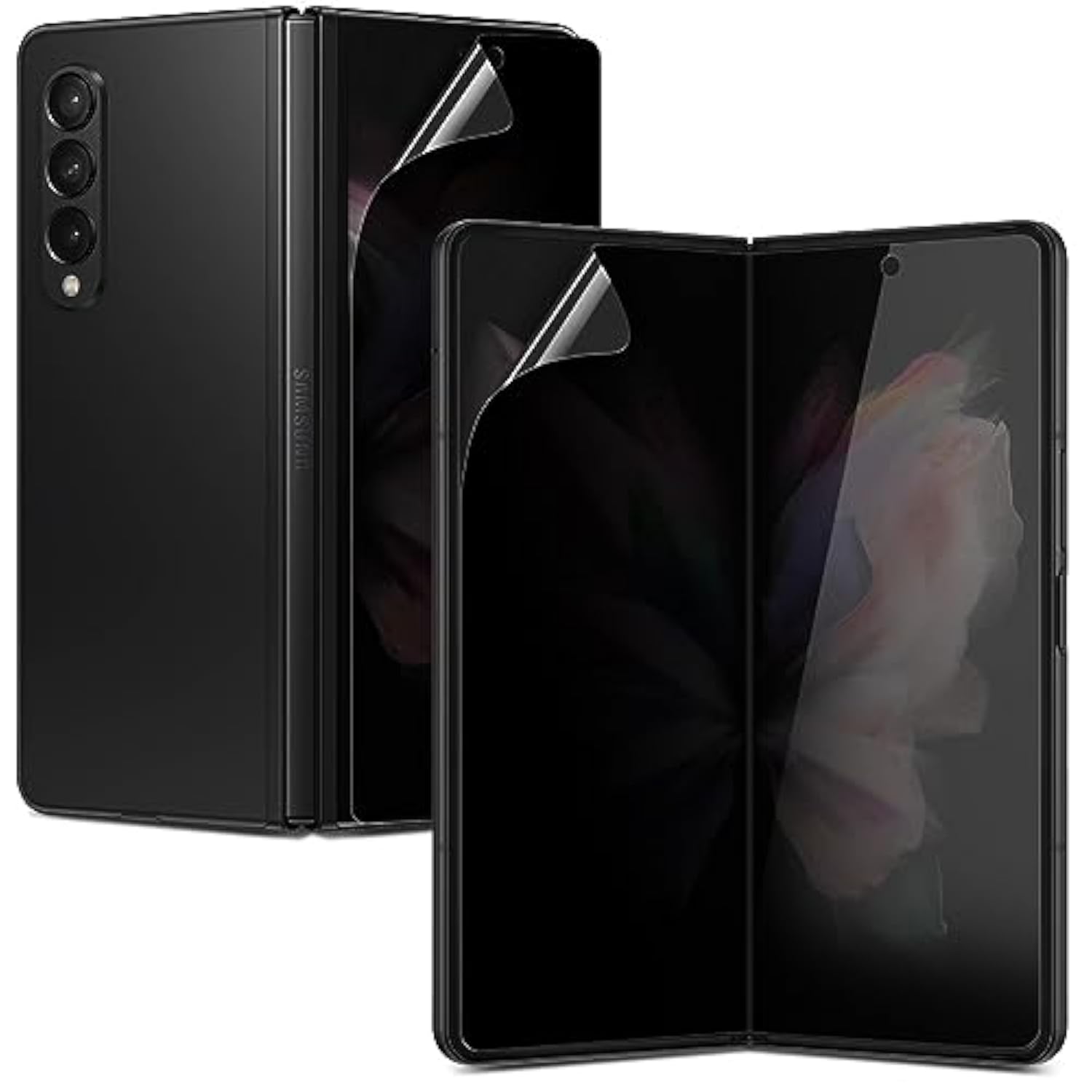 [2+2 Pack] For Samsung Galaxy Z Fold 3 Privacy Anti-Spy Screen Protector, 2 Pcs Inside + 2 Pcs Front Premium Flexible Epu Hybrid Film, Self-Healing, Case Friendly, Easy Installation With