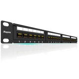 Patch Panel 24 Port Cat6 10G Support, Network Patch Panel Utp 19-Inch, Wallmou