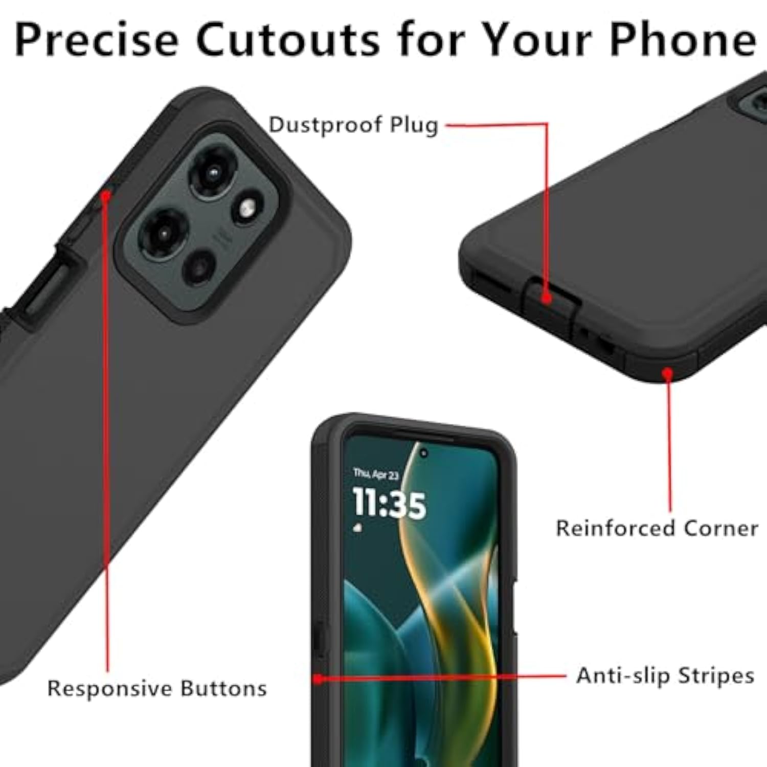 For Motorola Moto G 5G 2025 Case, Defender Case Heavy Duty Shockproof Dustproof 3 In 1 Rugged Protective Phone Cover For Moto G 2025 (Black)