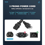 6 Ft 10 Amps 125 Volts 3 Prong Ac Power Cord Cable For Tv, Computer, Monitor, Printer, Radio, Samsung, Dell, Vizio, Lg, Asus, Laptop, Electronics And More (10A 125V 18Awg)