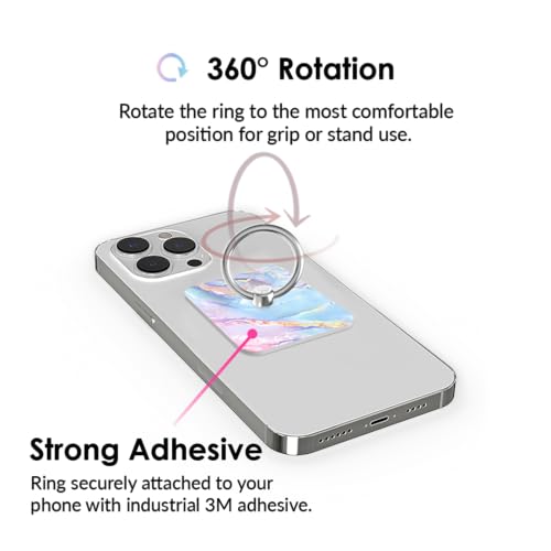 Cell Phone Ring Holder - Finger Ring & Stand - Improves Phone Grip Compatible with iPhone, Galaxy and Most Cases (Except Silicone/Leather) -