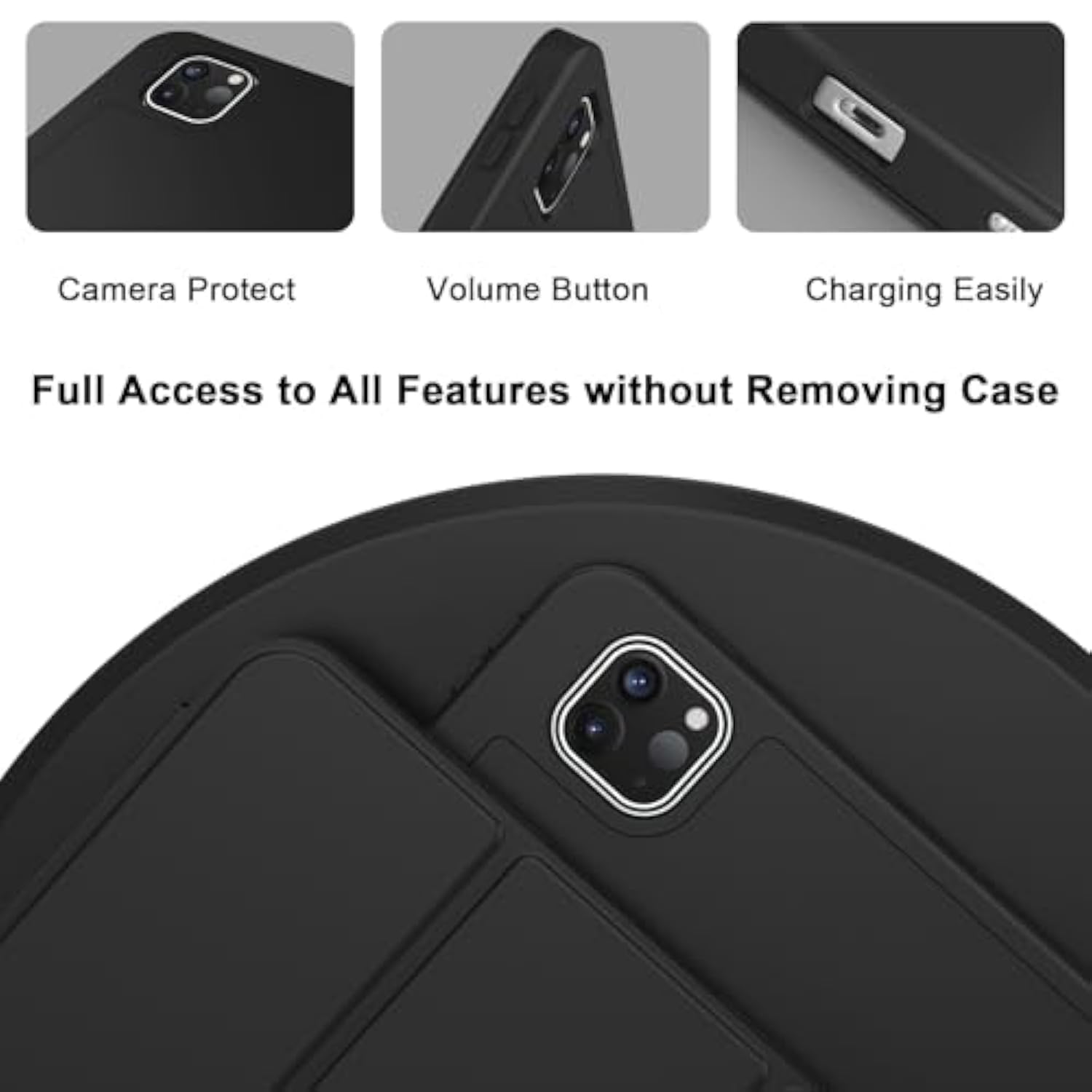2024 Pro 11 Inch Case M4 (5Th Gen), Smart Case With Pencil Holder, Support Pencil Pro, Touch Id & Auto Wake/Sleep (Black)