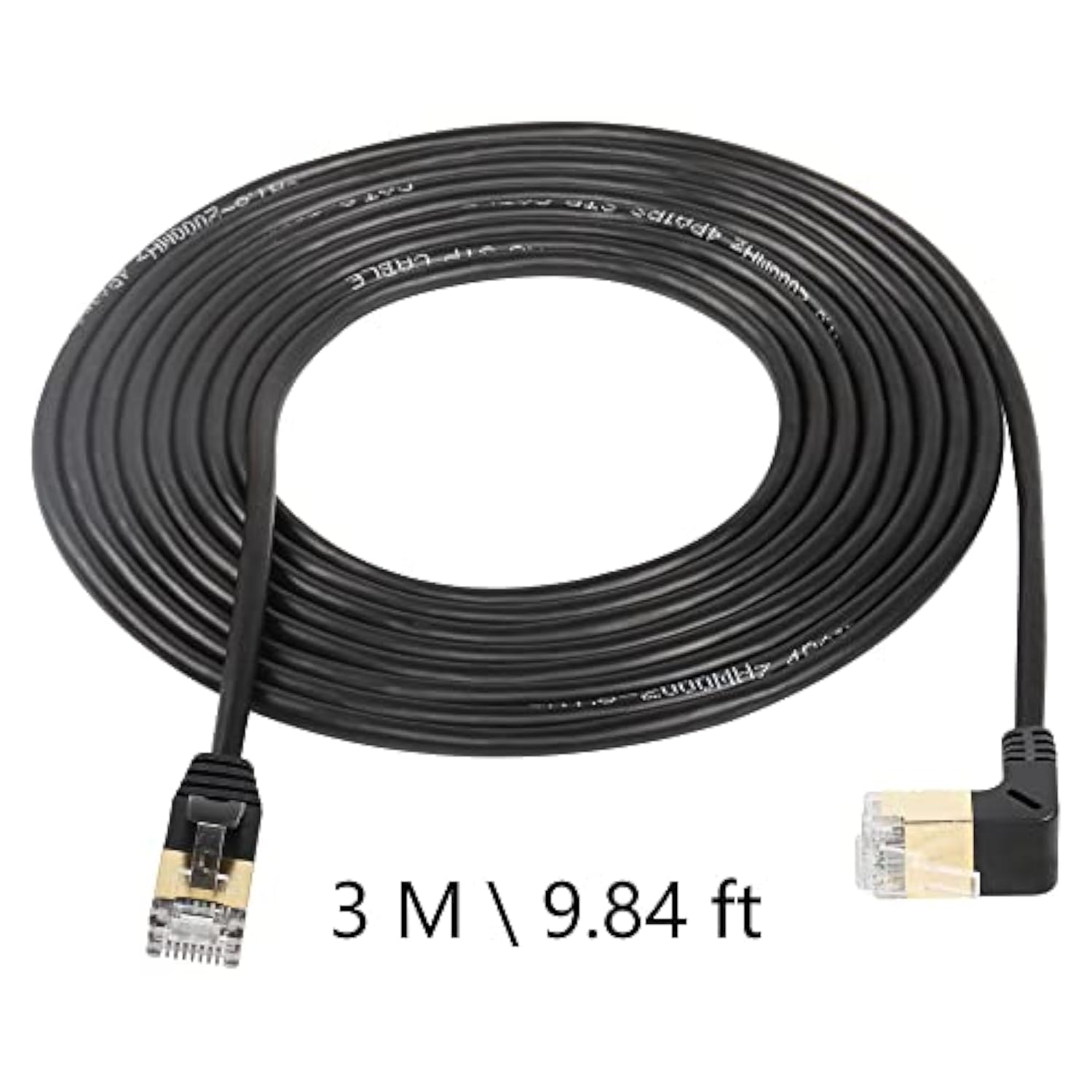 10Ft 90 Degree Up Angle Cat8 Ethernet Cable, High Speed 40Gbps 2000Mhz Network