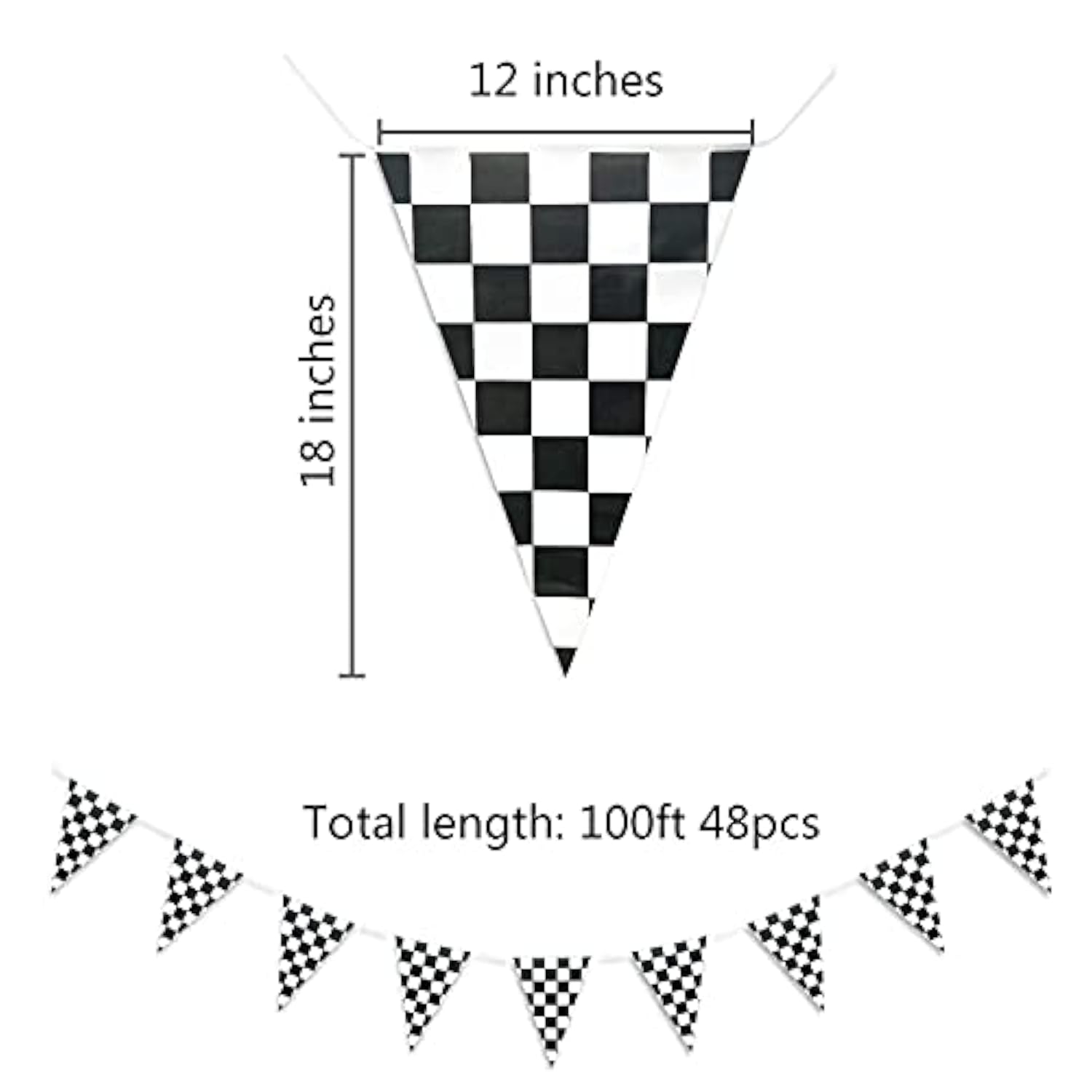 100Ft Black And White Checkered Flag Banner Racing Birthday Decoration
