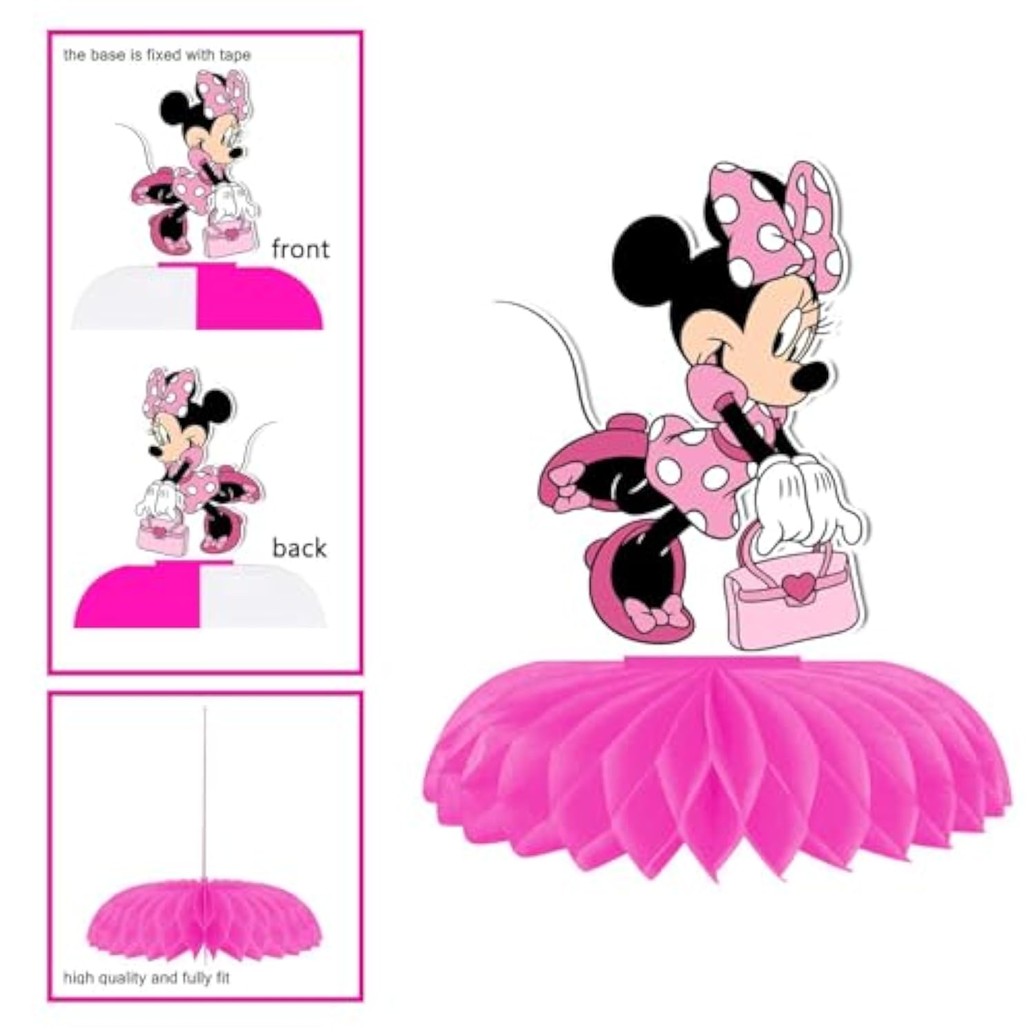 Minnie Birthday Party Supplies, 7Pcs Honeycomb Centerpieces For Mouse Party Decorations, Double Sided Table Decorations Centerpieces Party