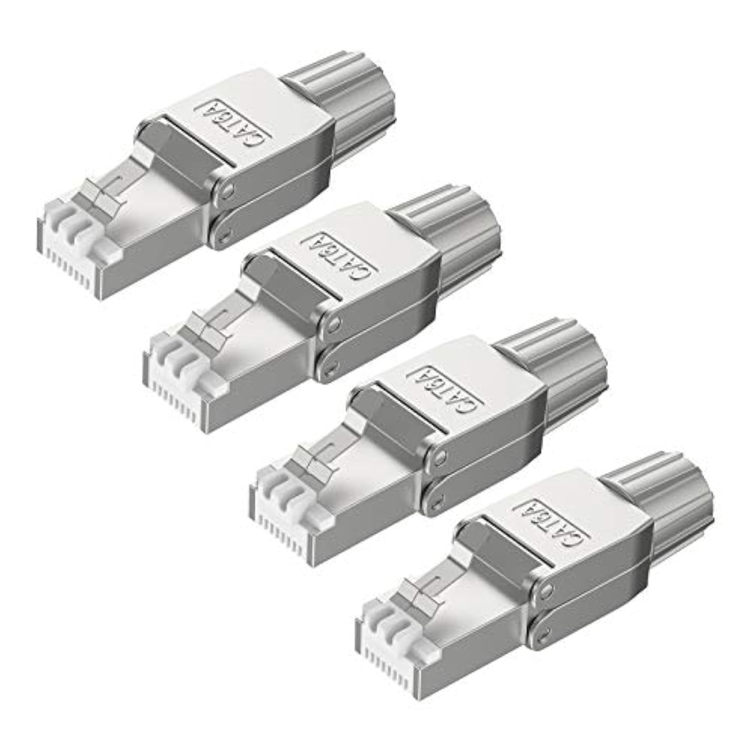 Rj45 Cat6A Connectors Tool-Free Reusable Shielded Ethernet Termination Plugs F