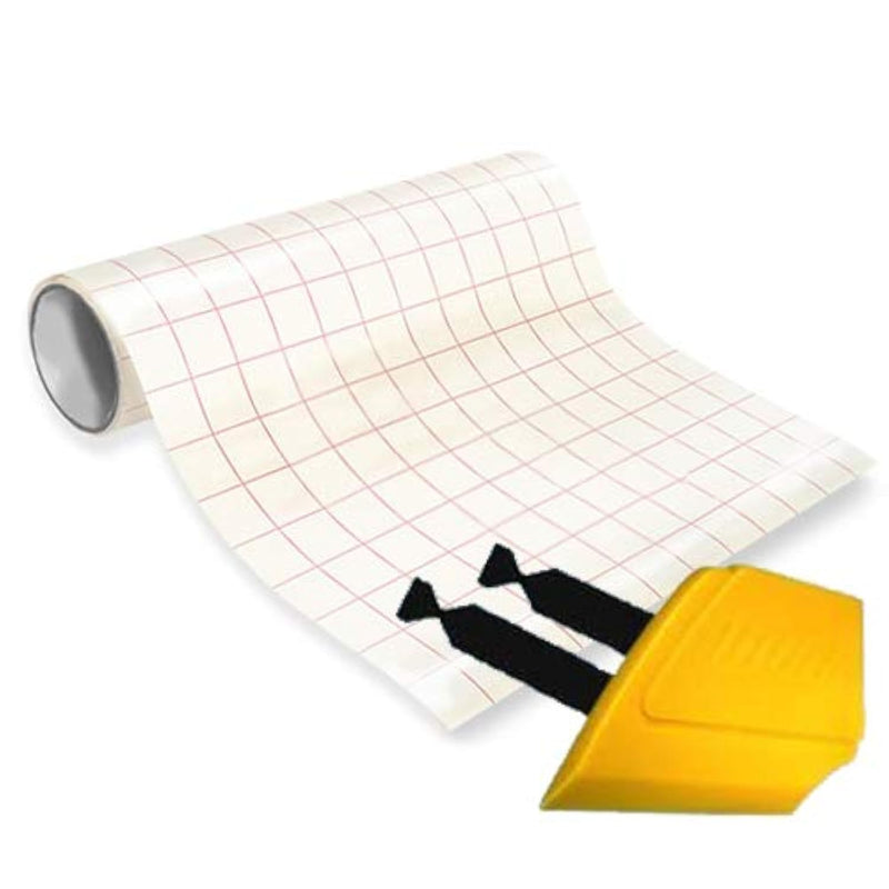 Transparent High Gloss Vinyl Transfer Paper Grid Back 3Mil Self Adhesive Sheet