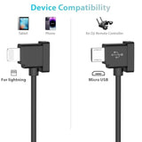 For Ios To Micro Usb Data Cable For Dji Spark, Dji Mavic Pro/Mini 1St & Se/2 Series/Air 1St Drone Controller, Link For Iphone 14 13 12 11 Pro Max Ipad 9Th/8Th/7Th/6Th/5Th Gen (1Ft/30Cm)