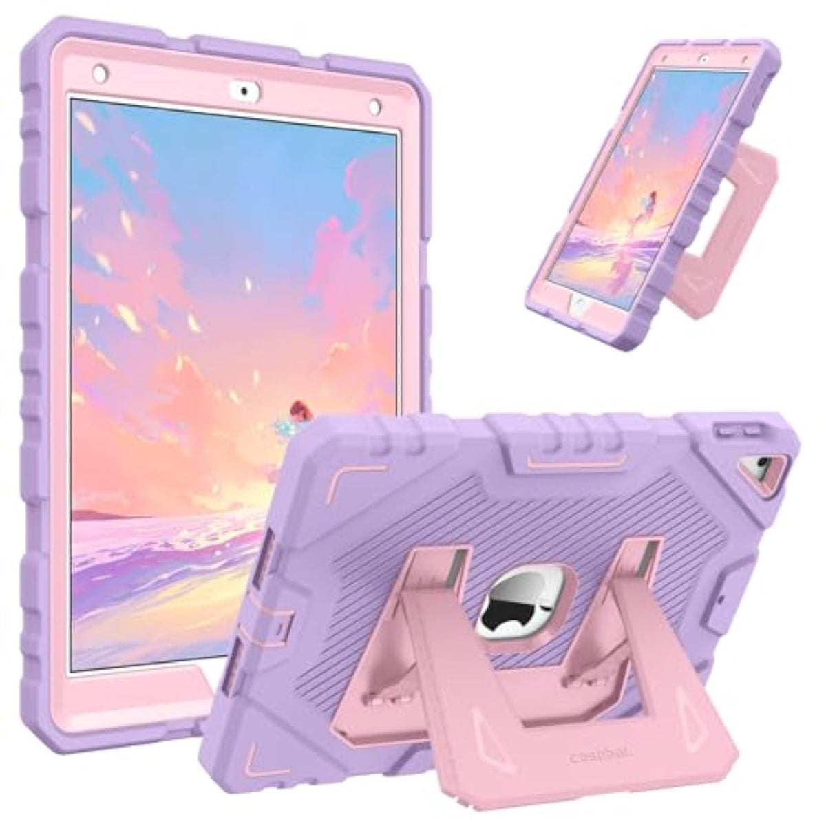 Fintie Case For 9Th Generation (2021) / 8Th Generation (2020) / 7Th Gen (2019) 10.2 Inch, Fully-Body Rugged Heavy Duty Shockproof Protective Case With Built-In Kickstand For Kids, Purple