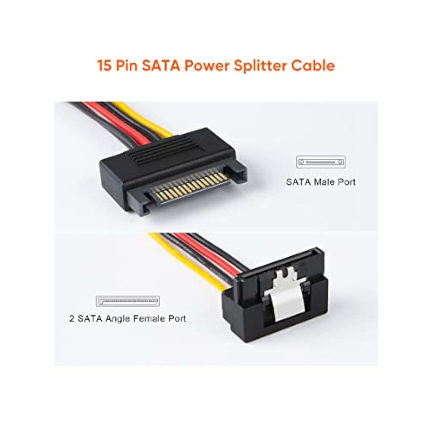 CableCreation SATA Power Cable, [2-Pack] 6-Inch SATA 15 Pin Male to 2xSATA 15