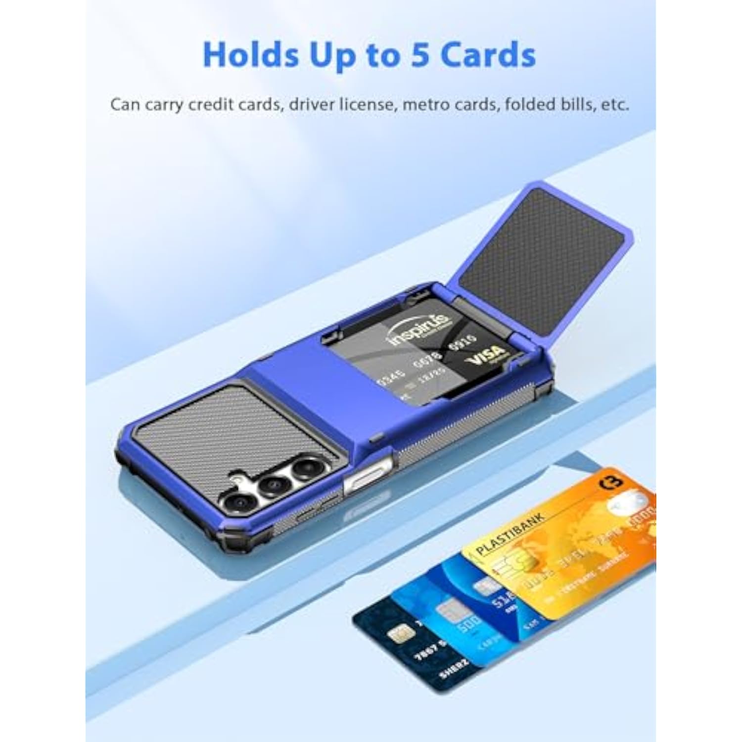 Samsung Galaxy A16 Case Wallet with 5 Credit Card Slots, Blue