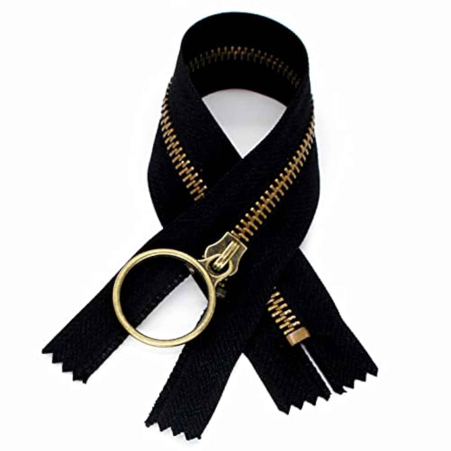 10Pcs 9 Inch Zipper (23Cm) #5 Antique Brass Plated Metal Zippers Close